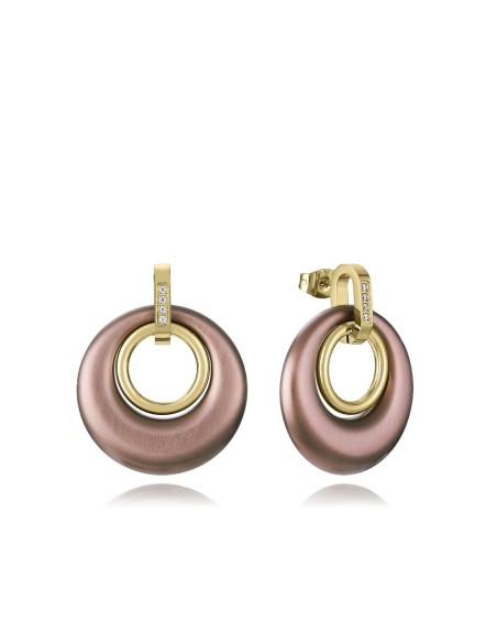 Pendientes Viceroy Fashion de acero dorado y rosado con circonitas