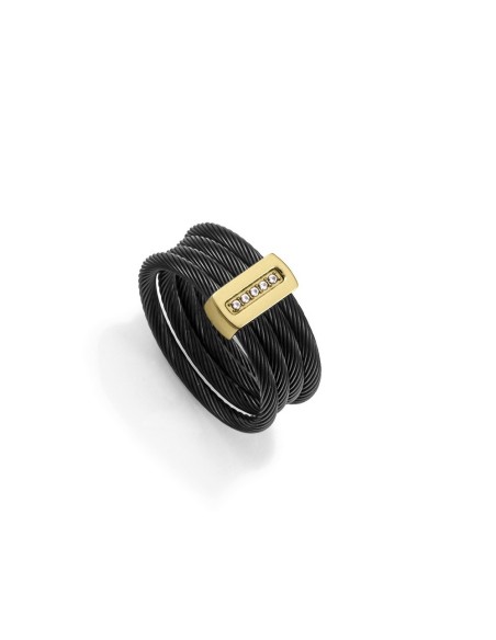 Anillo Viceroy Fashion de acero negro y dorado con circonitas