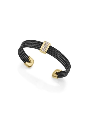 Pulsera Viceroy Fashion de acero negro y dorado con circonitas