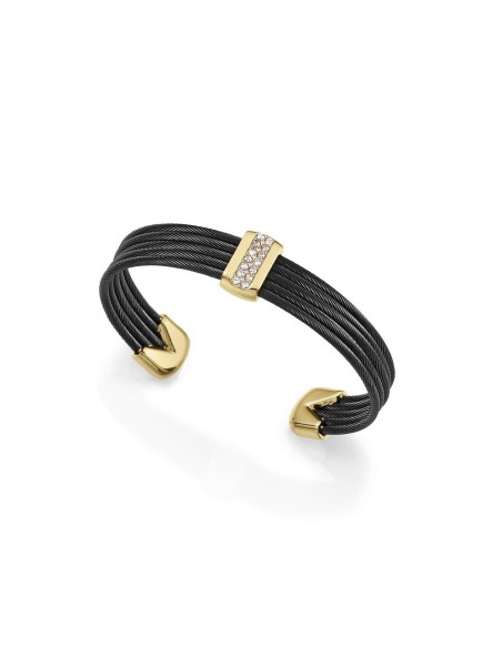 Pulsera Viceroy Fashion de acero negro y dorado con circonitas