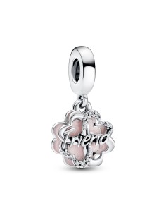 Charm Colgante Doble en plata de ley Trébol de Cuatro Hojas de la Amistad Pandora