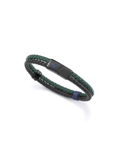 Pulsera Viceroy Fashion de cuero verde y negro con cierre de acero negro