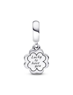 Charm Colgante Doble en plata de ley Trébol de Cuatro Hojas de la Amistad Pandora 2