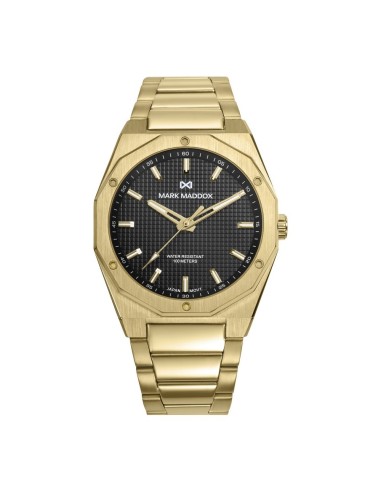 Reloj Mark Maddox hombre acero dorado 42mm esfera negra WR 100M