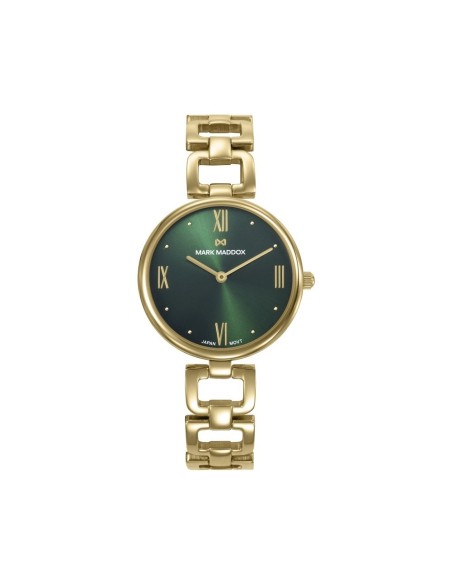 Reloj Mark Maddox Mujer Acero Dorado Brazalete Verde 31mm WR 30M