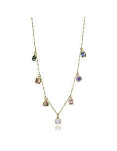 Collar Viceroy de plata dorada con piedras de colores – Diseño juvenil y vibrante