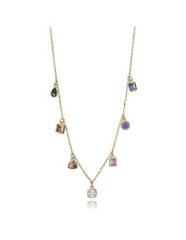 Collar Viceroy de plata dorada con piedras de colores – Diseño juvenil y vibrante