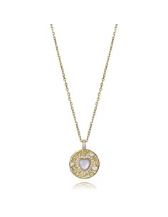 Colgante Viceroy de plata dorada con corazón de nácar – Joya romántica con circonitas brillantes