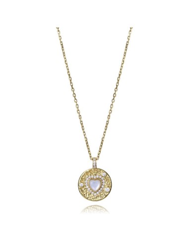 Colgante Viceroy de plata dorada con corazón de nácar – Joya romántica con circonitas brillantes