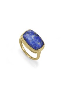 Anillo Viceroy dorado con piedra azul rectangular – Joya de plata 925 con estilo moderno