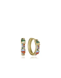 Pendientes aro Viceroy dorados con circonitas multicolor – Plata 925 y estilo vibrante