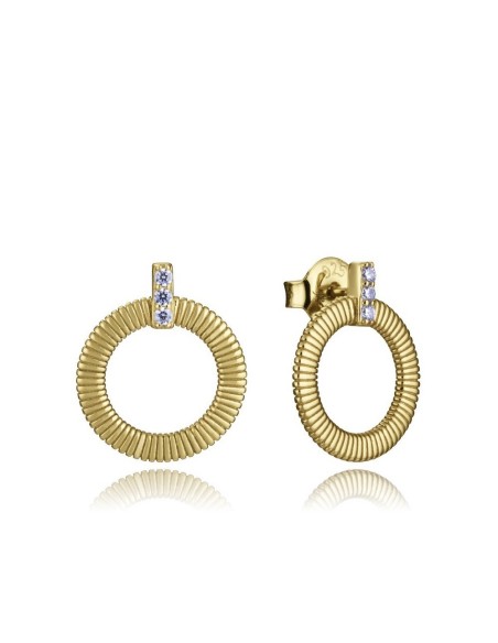 Pendientes Viceroy dorados con diseño circular y circonitas – Plata 925 con textura elegante