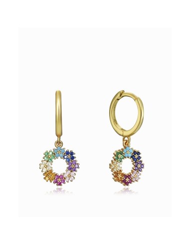 Pendientes Viceroy Jewels de plata de ley dorado con flor multicolor para mujer