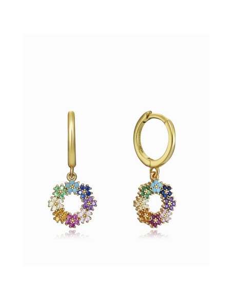 Pendientes Viceroy Jewels de plata de ley dorado con flor multicolor para mujer