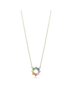 Collar Viceroy Jewels de plata de ley dorado con flor multi para mujer
