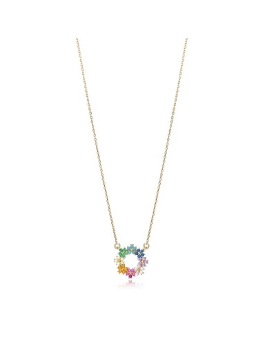 Collar Viceroy Jewels de plata de ley dorado con flor multi para mujer