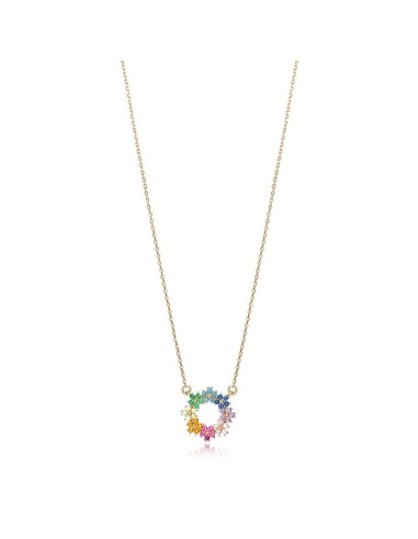 Collar Viceroy Jewels de plata de ley dorado con flor multi para mujer