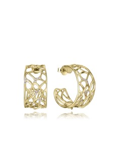 Pendientes aro calados en plata de ley con baño de oro y circonitas — Viceroy 2357E100‑30