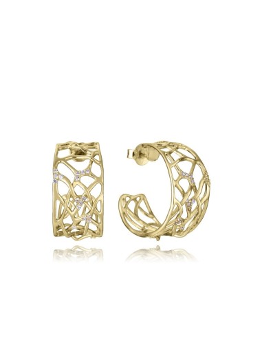 Pendientes aro calados en plata de ley con baño de oro y circonitas — Viceroy 2357E100‑30