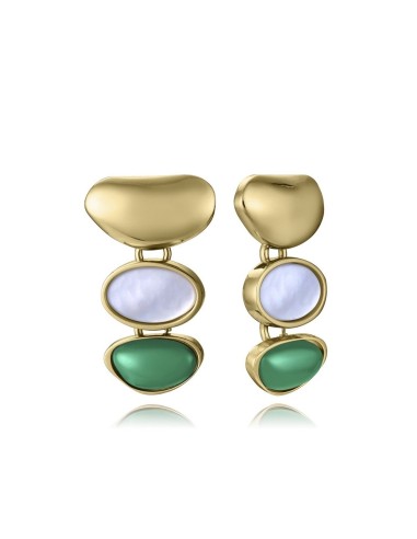 Pendientes colgantes IP dorado con madreperla y piedra verde — Viceroy 14348E01019