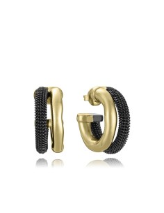 Pendientes aro dorado y negro en acero IP — Viceroy 14347E01010, diseño moderno