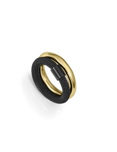 Anillo dobles bandas dorado y negro en acero — Viceroy 14347A01410, diseño contemporáneo