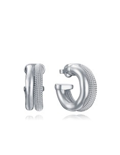 Pendientes aro plata con textura de malla — Viceroy 14346E01000, diseño elegante