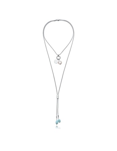 Collar Viceroy 14344C01000 de mujer en acero plateado con perla y piedra natural