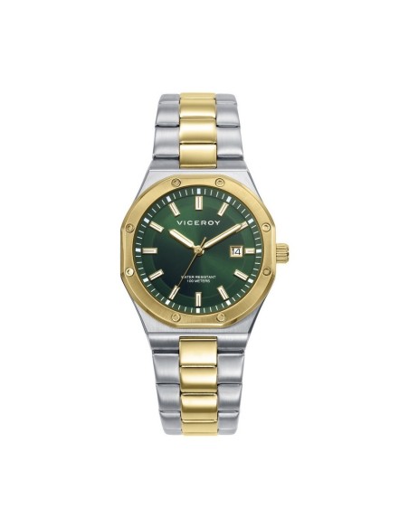 Reloj Viceroy Mujer 401316-67 Bicolor Acero IP Dorado con Esfera Verde, 33 mm