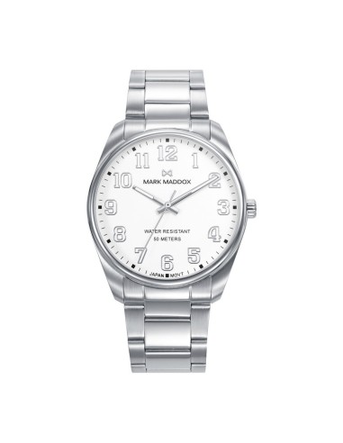 Reloj Mark Maddox HM1029‑05 para hombre – acero plateado, esfera blanca, movimiento de cuarzo