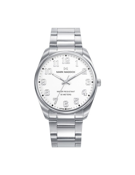 Reloj Mark Maddox HM1029‑05 para hombre – acero plateado, esfera blanca, movimiento de cuarzo