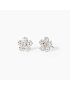 Pendientes flor en plata rodiada con circonitas ✨