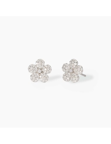 Pendientes flor en plata rodiada con circonitas ✨