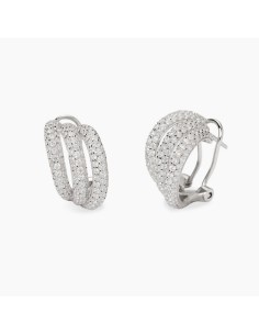 Pendientes criolla plata rodiada triple aro con circonitas ✨💎