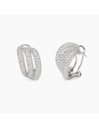 Pendientes criolla plata rodiada triple aro con circonitas ✨💎