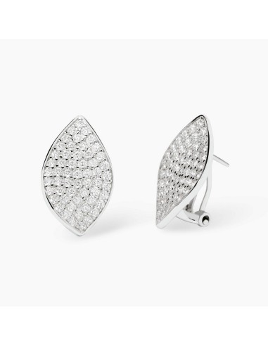 Pendientes de plata rodiada con forma ojo y circonitas ✨