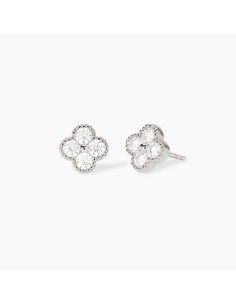 Pendientes flor de plata 925 chapada en oro con circonitas
