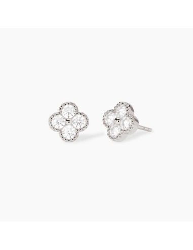 Pendientes flor de plata 925 chapada en oro con circonitas
