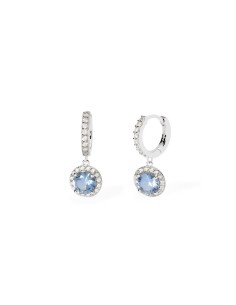 Pendientes colgantes de plata rodiada con circonita azul y pavé de circonitas