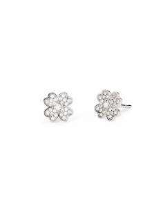 Pendientes flor de plata rodiada con circonitas