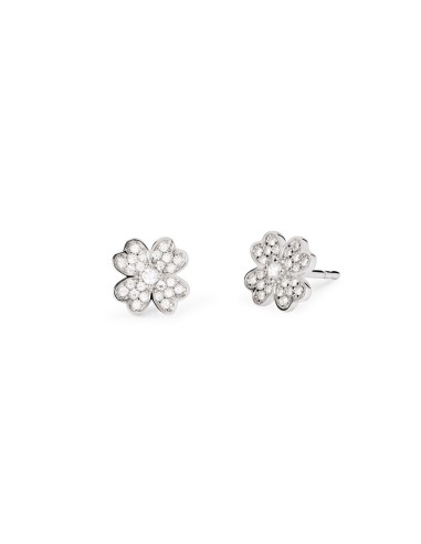 Pendientes flor de plata rodiada con circonitas