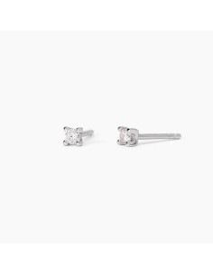 Pendientes de plata rodiada con circonita blanca en garra