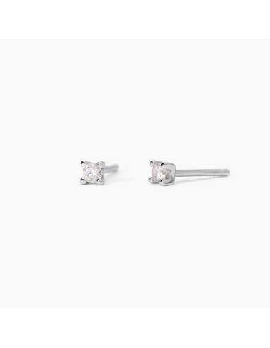 Pendientes de plata rodiada con circonita blanca en garra