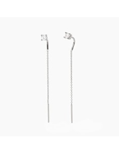 Pendientes de hilo en plata de ley con circonita blanca
