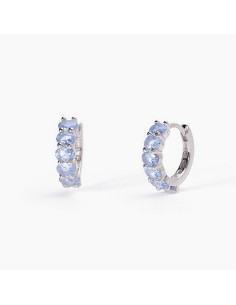 Pendientes de aro con piedras azules en plata de ley 925