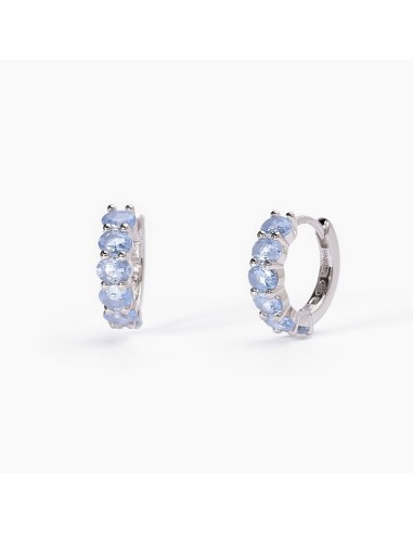 Pendientes de aro con piedras azules en plata de ley 925