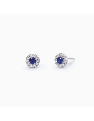 Pendientes con piedra azul central y circonitas en plata de ley 925