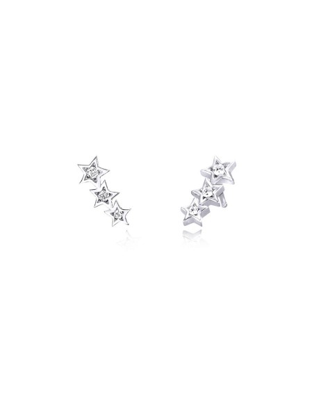 Pendientes trepadores de estrellas en plata de ley 925 con circonitas