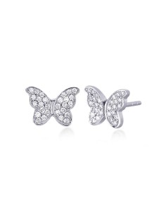 Pendientes mariposa de plata de ley 925 con circonitas