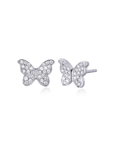 Pendientes mariposa de plata de ley 925 con circonitas